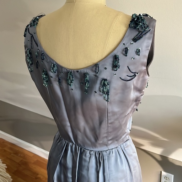 VTG 50s 60s Periwinkle Party Dress - Picture 6 of 11